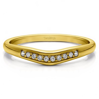 0.1 Ct. Ten Stone Thin Contour Wedding Band in Yellow Gold