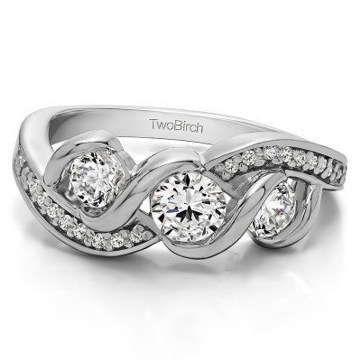 0.5 Carat Twirl Set Three Stone Anniversary Wedding Ring