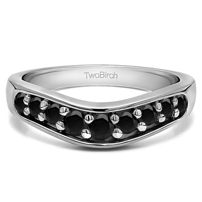 0.2 Ct. Black Nine Stone Graduated Prong In Channel Contour Wedding Ring