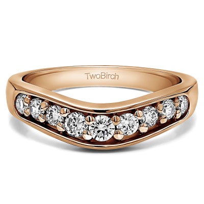 0.42 Ct. Nine Stone Graduated Prong In Channel Contour Wedding Ring in Rose Gold