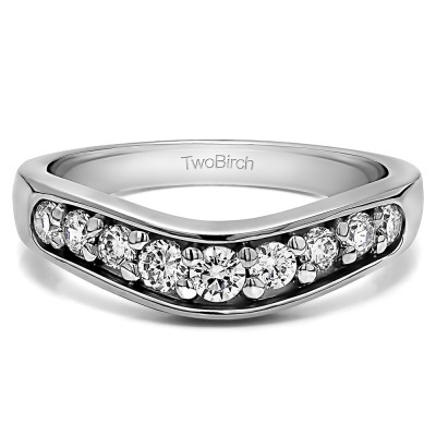 0.42 Ct. Nine Stone Graduated Prong In Channel Contour Wedding Ring