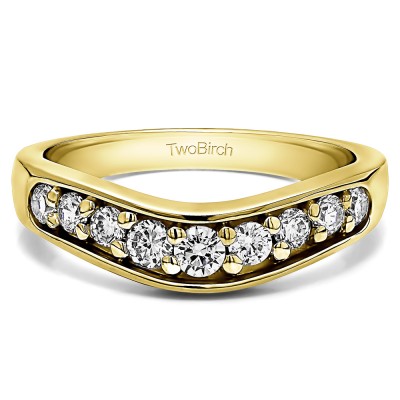 0.2 Ct. Nine Stone Graduated Prong In Channel Contour Wedding Ring in Yellow Gold