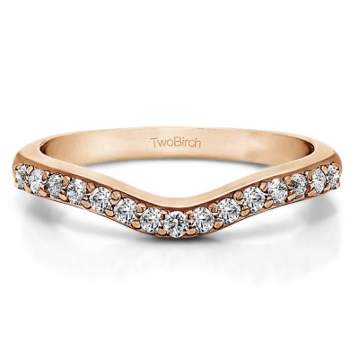 0.24 Ct. Fifteen Stone Delicate Curved Wedding Ring in Rose Gold