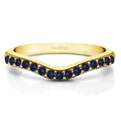 0.24 Ct. Sapphire Fifteen Stone Delicate Curved Wedding Ring in Yellow Gold