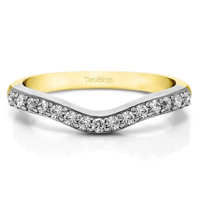 0.5 Ct. Fifteen Stone Delicate Curved Wedding Ring in Two Tone Gold