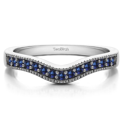 0.5 Ct. Sapphire Vintage Contour Band with Milgrained Edges