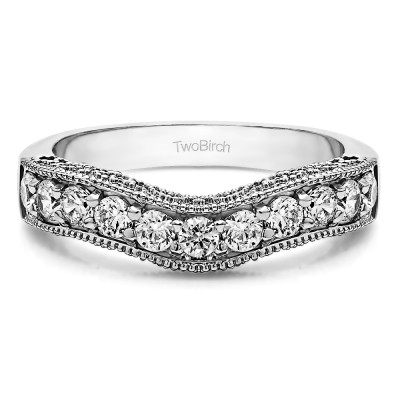 1 Ct. Vintage Filigree & Milgrained Curved Wedding Band