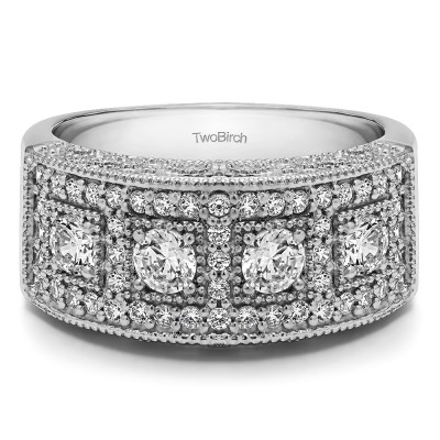 1.01 Carat Vintage Pave Set Anniversary Ring