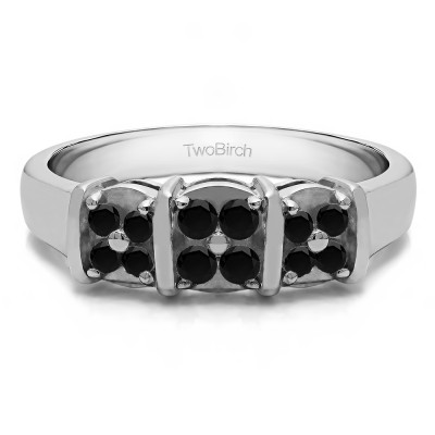 0.31 Carat Black Illusion Three Stone Wedding Ring