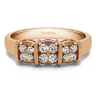 0.31 Carat Illusion Three Stone Wedding Ring in Rose Gold