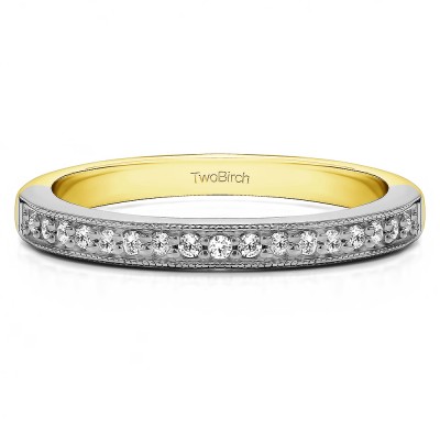 0.26 Carat Seventeen Stone Millgrained Pave Set Wedding Ring  in Two Tone Gold