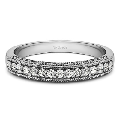 0.15 Carat Vintage Millgrain Filigree Wedding Band