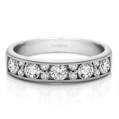 0.76 Carat Alternating Large and Small Round Stone Wedding Ring
