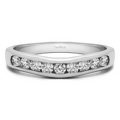 0.5 Ct. Nine Stone Round Channel Set Contour Curved Band