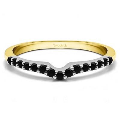 0.15 Ct. Black Delicate Notched Contour Band in Two Tone Gold
