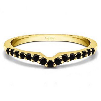 0.15 Ct. Black Delicate Notched Contour Band in Yellow Gold