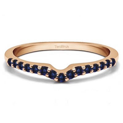 0.15 Ct. Sapphire Delicate Notched Contour Band in Rose Gold