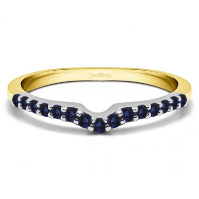 0.25 Ct. Sapphire Delicate Notched Contour Band in Two Tone Gold