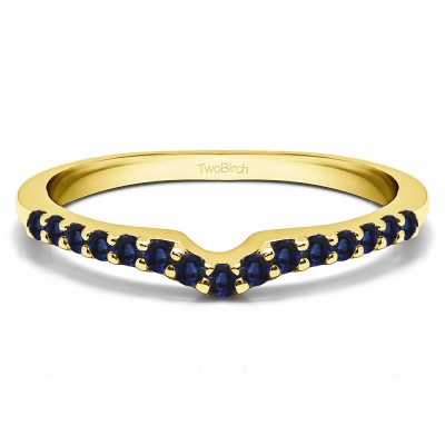 0.15 Ct. Sapphire Delicate Notched Contour Band in Yellow Gold