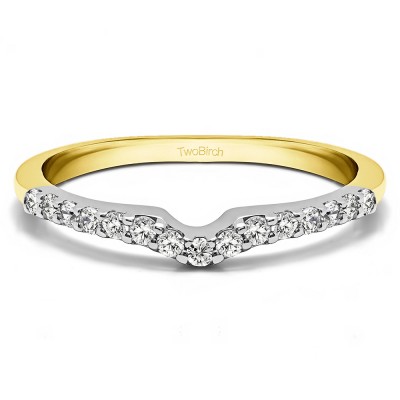 0.15 Ct. Delicate Notched Contour Band in Two Tone Gold