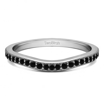 0.42 Ct. Black Dainty Curved Round Shared Prong Tracer Band