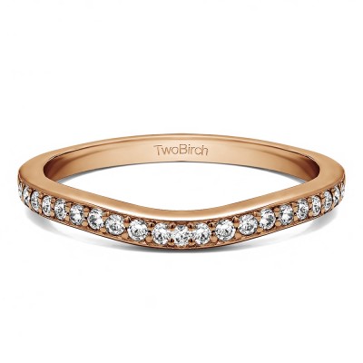0.25 Ct. Dainty Curved Round Shared Prong Tracer Band in Rose Gold