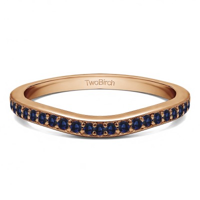 0.25 Ct. Sapphire Dainty Curved Round Shared Prong Tracer Band in Rose Gold