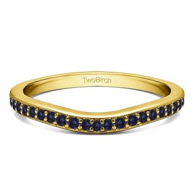 0.25 Ct. Sapphire Dainty Curved Round Shared Prong Tracer Band in Yellow Gold