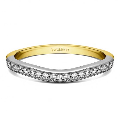 0.42 Ct. Dainty Curved Round Shared Prong Tracer Band in Two Tone Gold