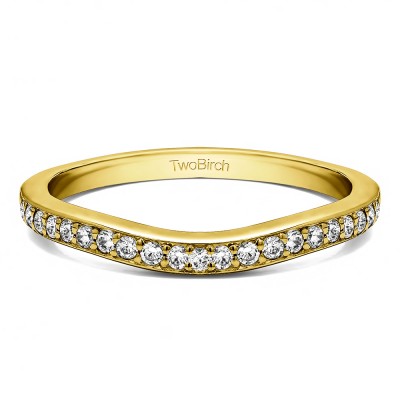 0.42 Ct. Dainty Curved Round Shared Prong Tracer Band in Yellow Gold