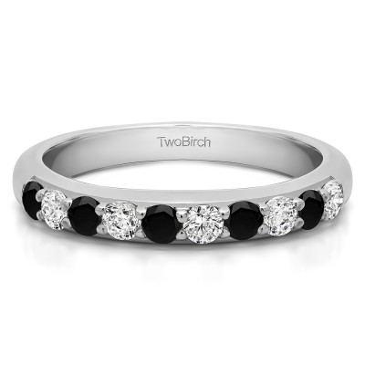 0.2 Carat Black and White Common Prong Set Wedding Ring