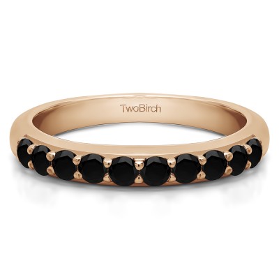 0.5 Carat Black Common Prong Set Wedding Ring in Rose Gold