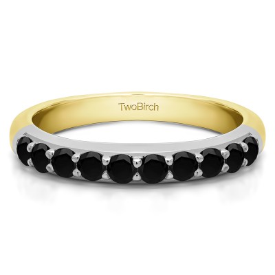 0.5 Carat Black Common Prong Set Wedding Ring in Two Tone Gold