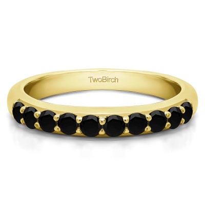 0.5 Carat Black Common Prong Set Wedding Ring in Yellow Gold