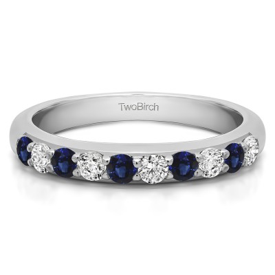 0.2 Carat Sapphire and Diamond Common Prong Set Wedding Ring