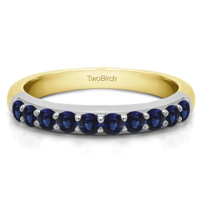0.5 Carat Sapphire Common Prong Set Wedding Ring in Two Tone Gold