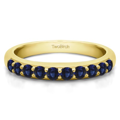 0.5 Carat Sapphire Common Prong Set Wedding Ring in Yellow Gold