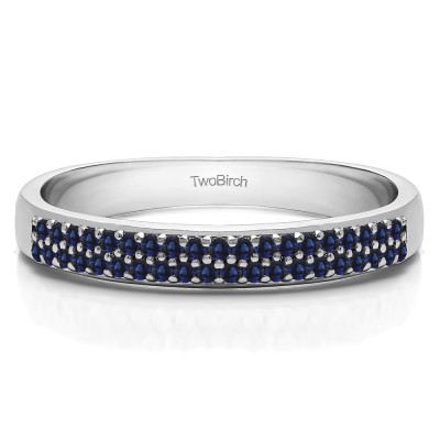 0.2 Carat Sapphire Double Row Pave Set Wedding Ring