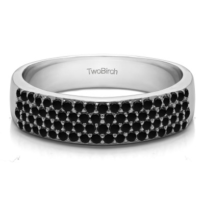0.49 Carat Black Double Row Pave Set Wedding Ring