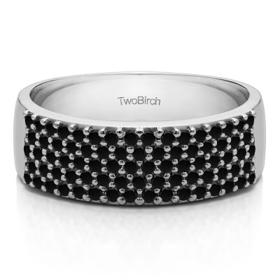 1 Carat Black Double Row Pave Set Wedding Ring