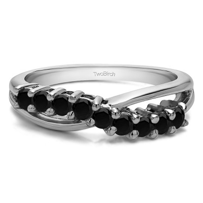 0.55 Carat Black Ten Stone Shared Prong Bypass Wedding Band
