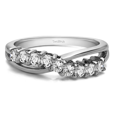 0.55 Carat Ten Stone Shared Prong Bypass Wedding Band