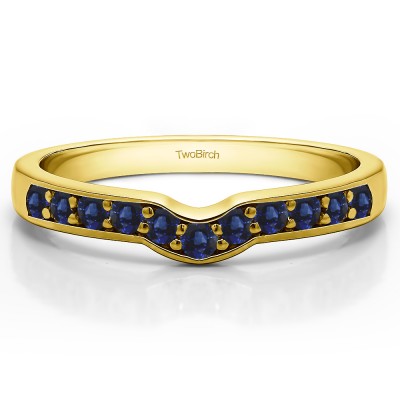 0.33 Ct. Sapphire Round Prong In Channel Notched Shadow Band in Yellow Gold