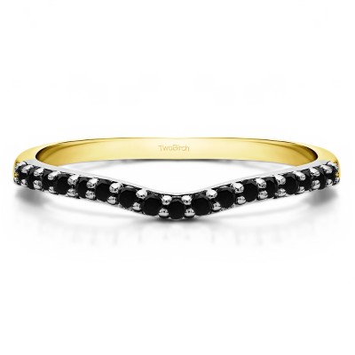 0.17 Ct. Black Delicate Contour Matching Wedding Ring in Two Tone Gold