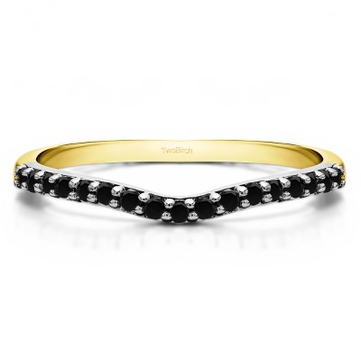 0.17 Ct. Black Delicate Contour Matching Wedding Ring in Two Tone Gold