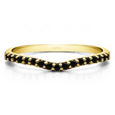 0.17 Ct. Black Delicate Contour Matching Wedding Ring in Yellow Gold
