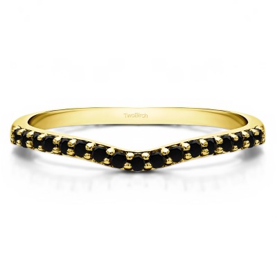 0.17 Ct. Black Delicate Contour Matching Wedding Ring in Yellow Gold