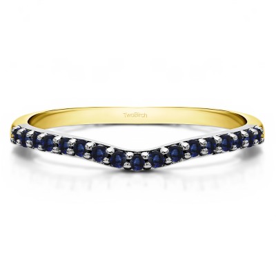 0.17 Ct. Sapphire Delicate Contour Matching Wedding Ring in Two Tone Gold
