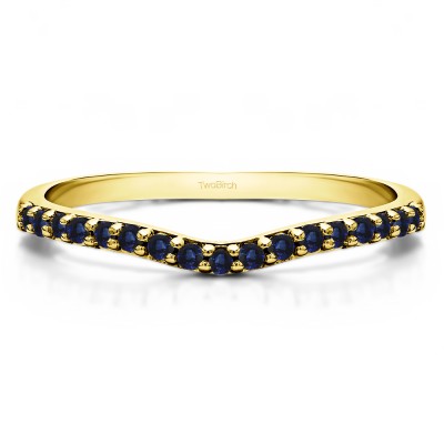 0.17 Ct. Sapphire Delicate Contour Matching Wedding Ring in Yellow Gold