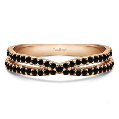 0.46 Carat Black Pave Cross Over Ring  in Rose Gold